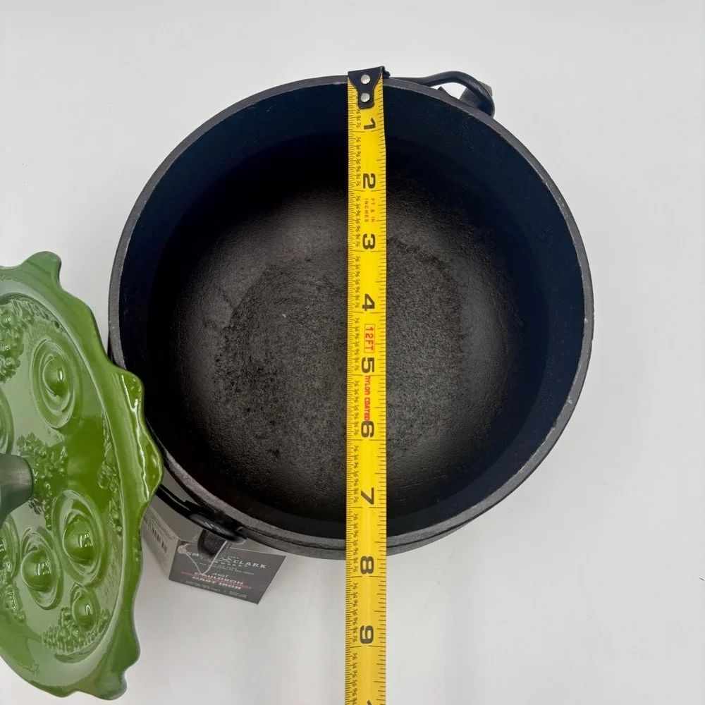 Smith & Clark 4QT Cast Iron Cauldron Witches Brew Bubbling Lid Green Halloween